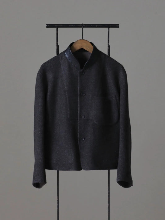 sarto-stand-collar-short-jacket-brown-black-1