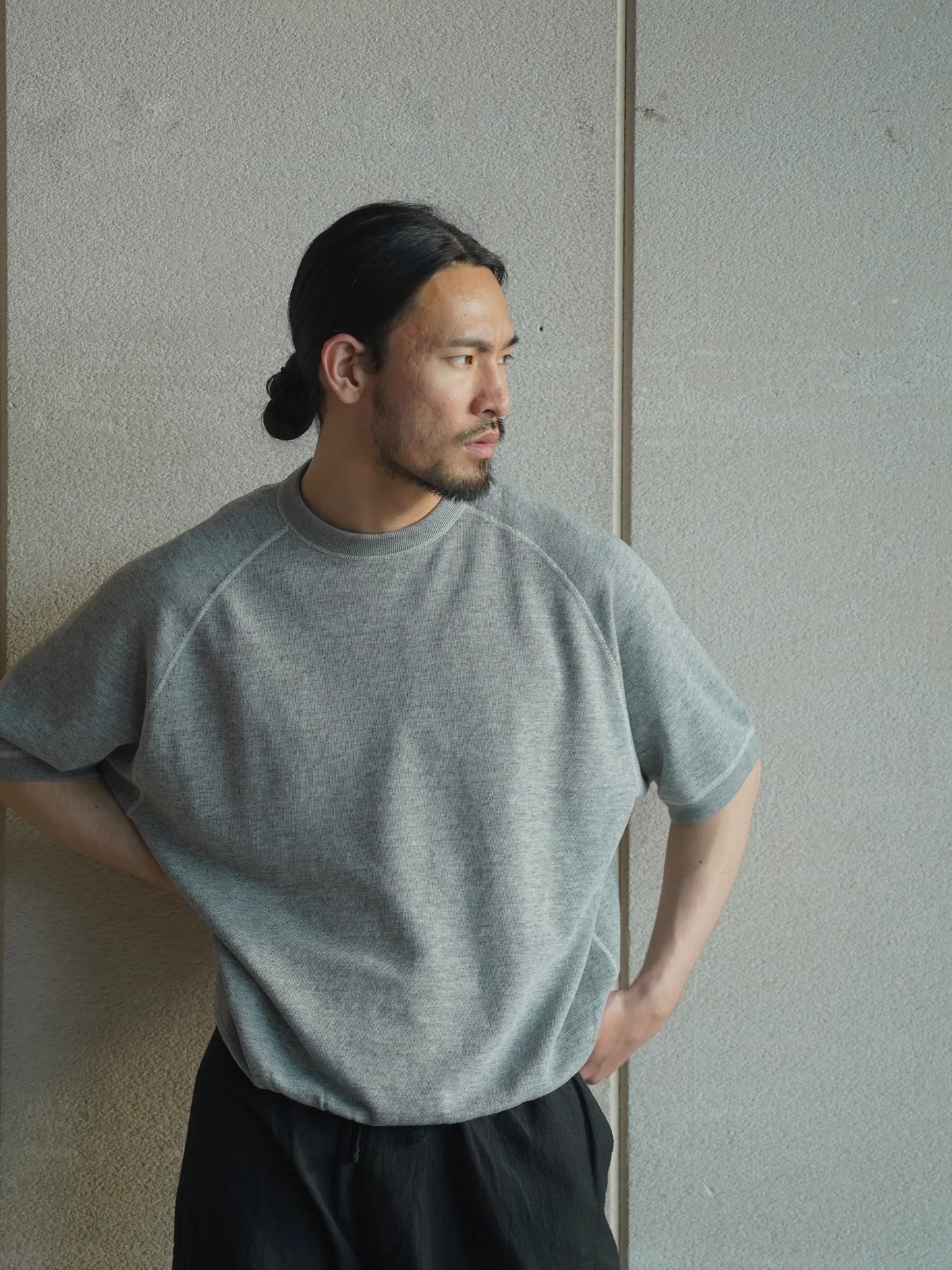 COMOLI | グレー裏毛 半袖クルー GRAY