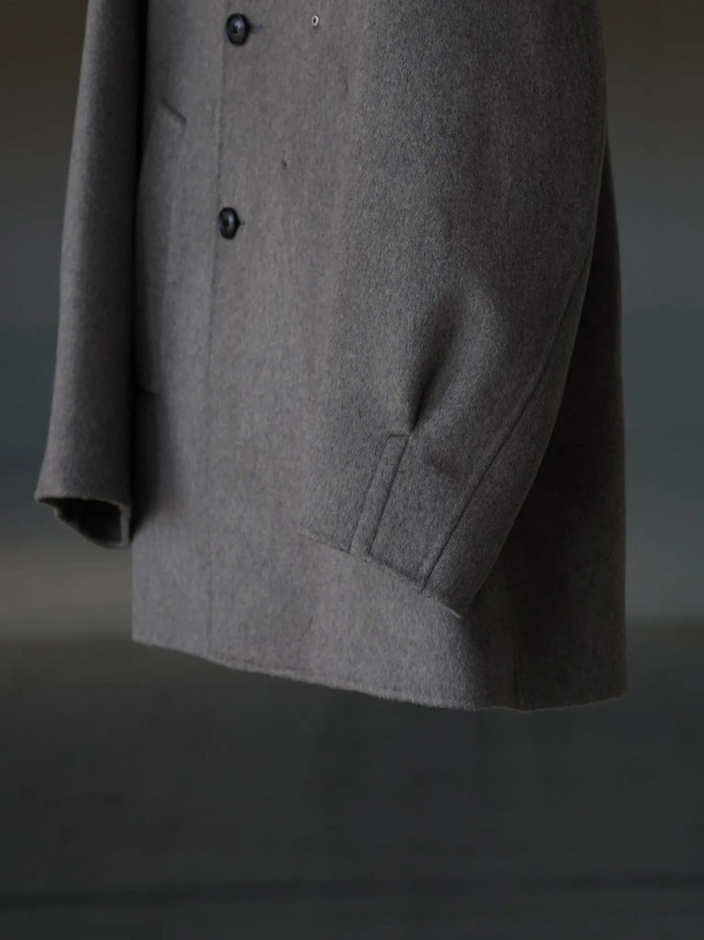 IRENISA | EPAULET STAND COLLAR HALF COAT MOCHA GRAY
