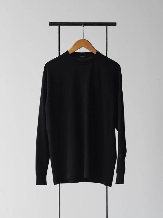 comoli-コットンカシミヤ-長袖tシャツ-black-1