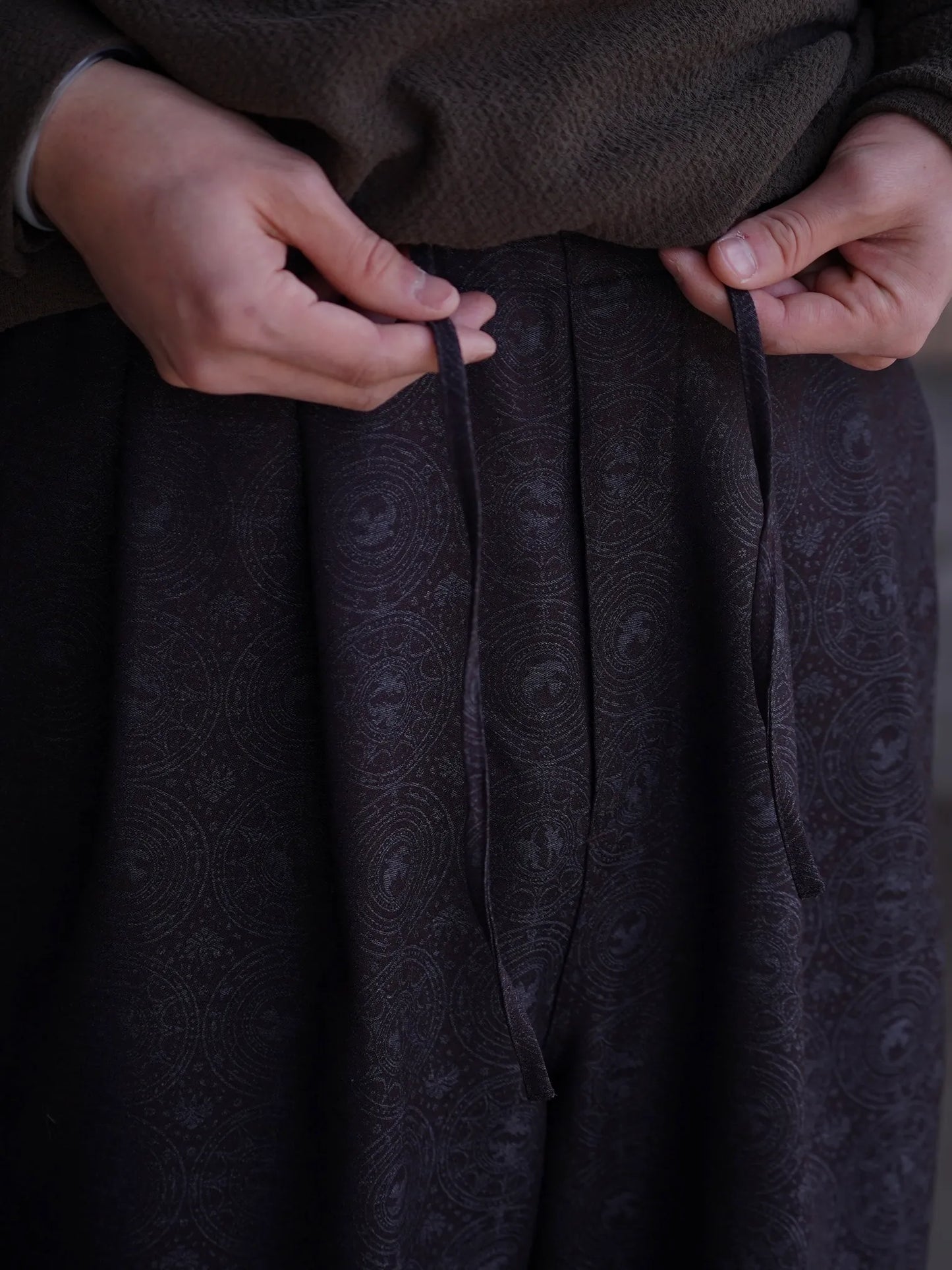 nonnotte | 2-Tuck Draw Cord Wide Trousers Smoke Berry