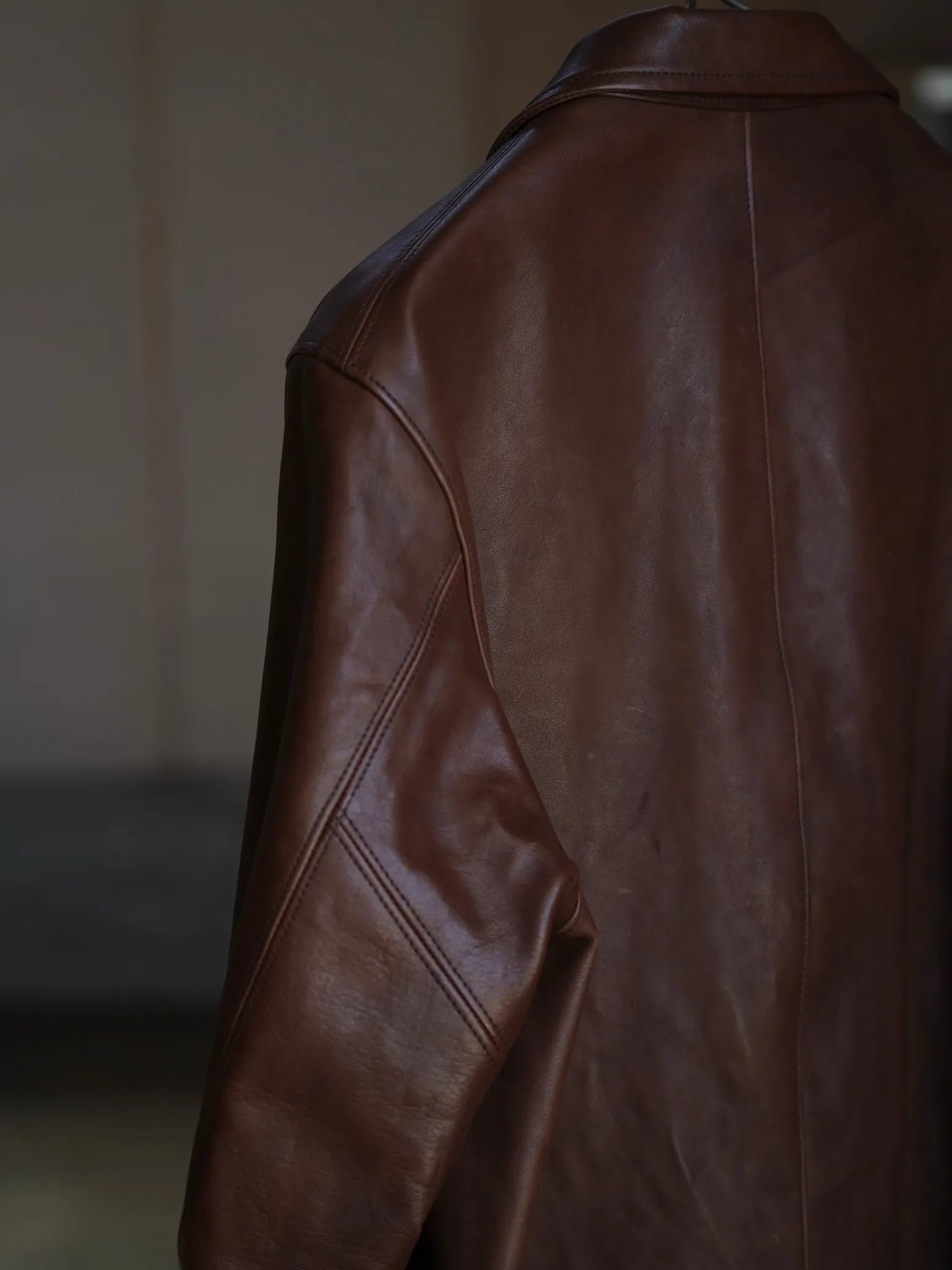 TT | SACK LEATHER COAT Mud Dyed Brown