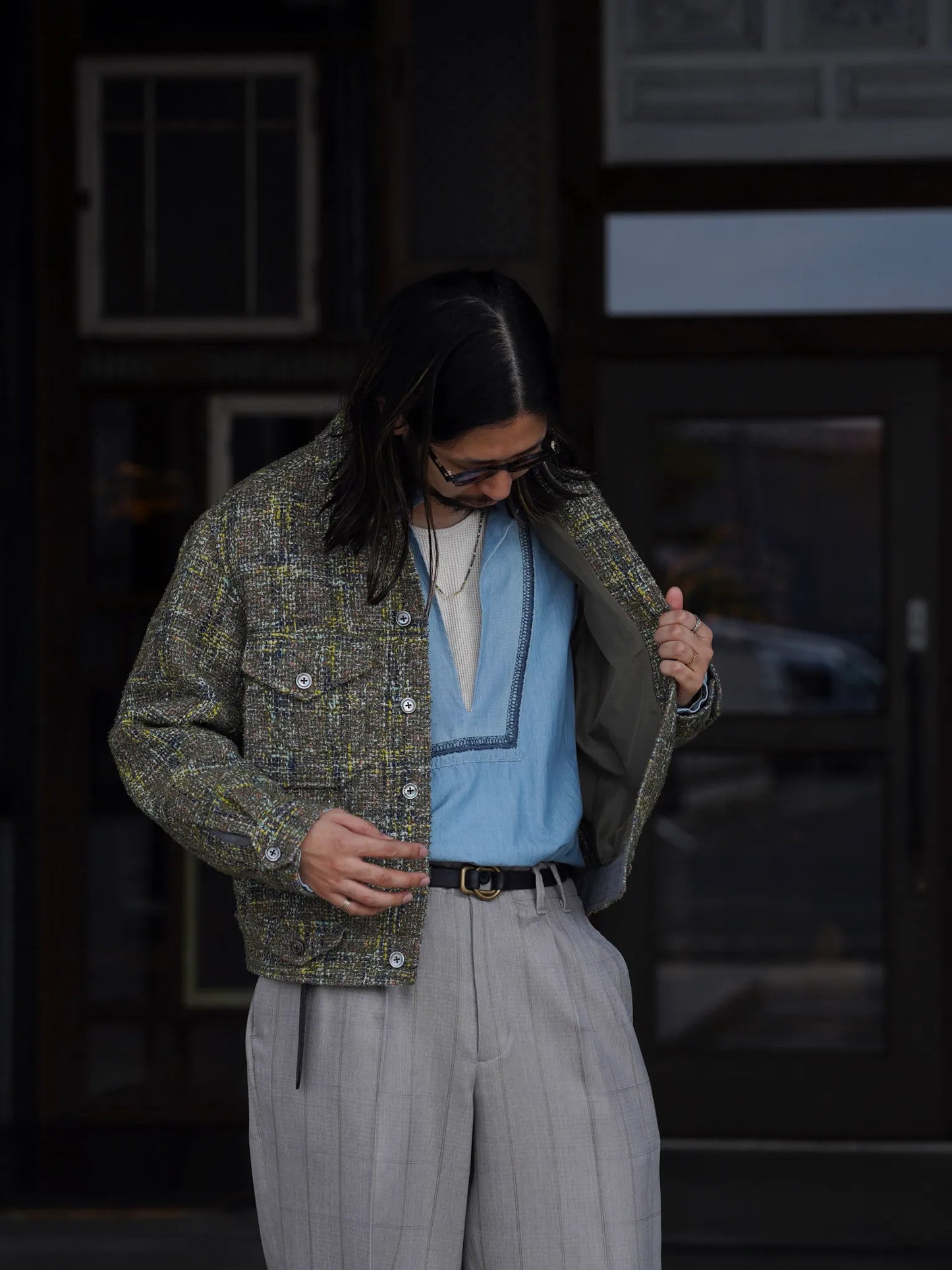 sarto-home-spun-trucker-jacket-army-6