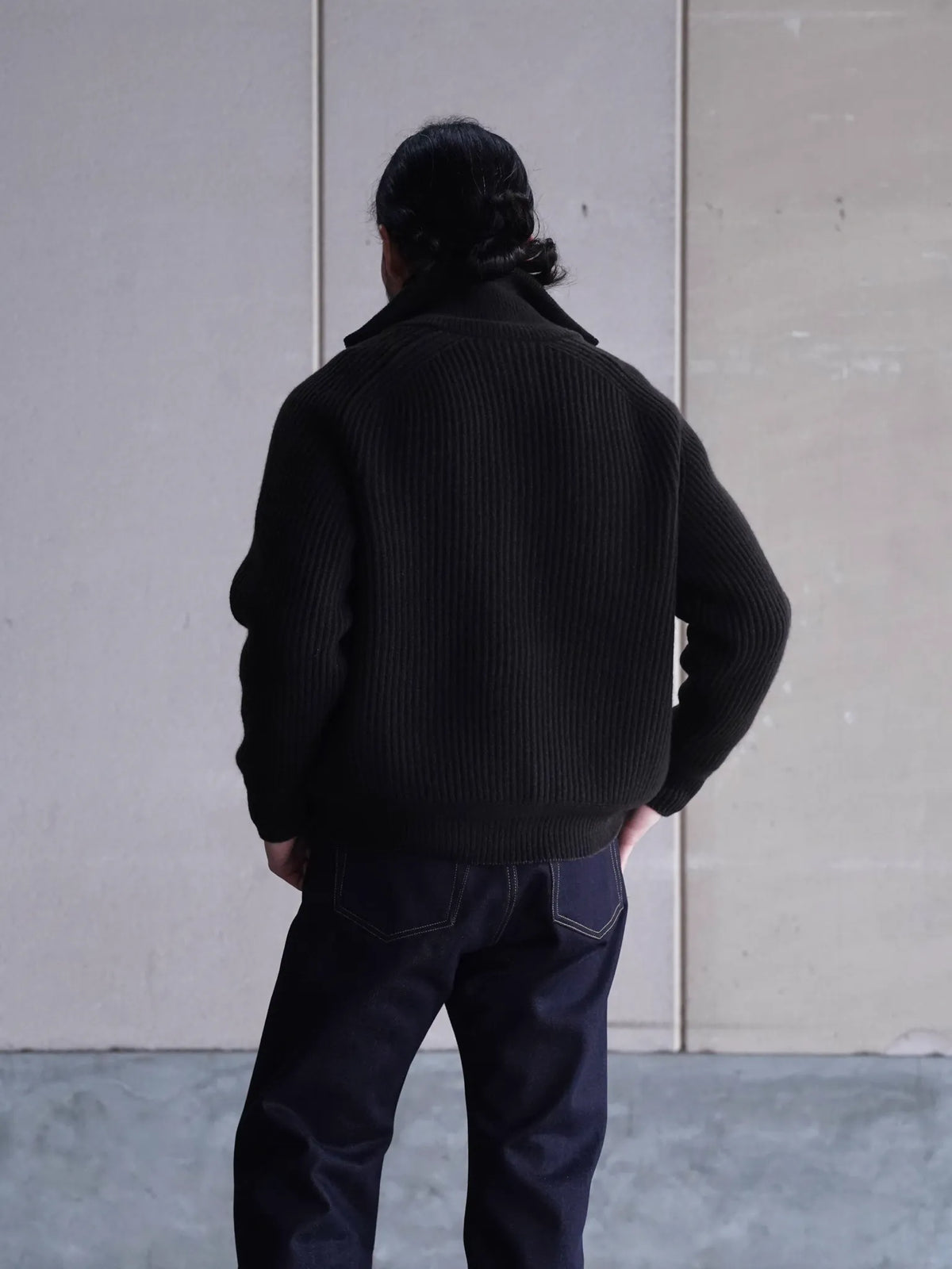 SARTO | WOOL FULL CARDIGAN STITCH HIGH NECK ZIP JACKET DARK BROWN