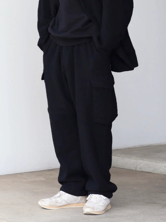 comoli-縮絨ウール-6pパンツ-black-1