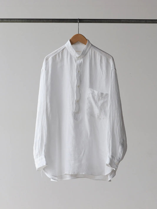 comoli-リネンwクロス-プルオーバーシャツ-white-1