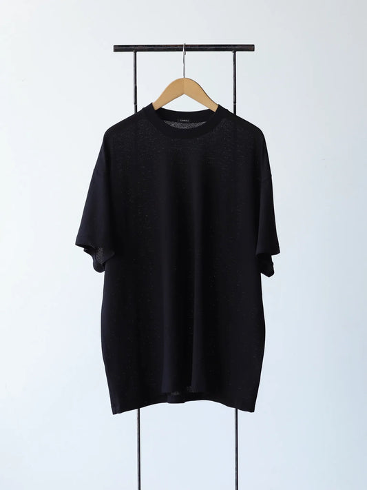 comoli-コットンメッシュ-半袖tシャツ-black-1