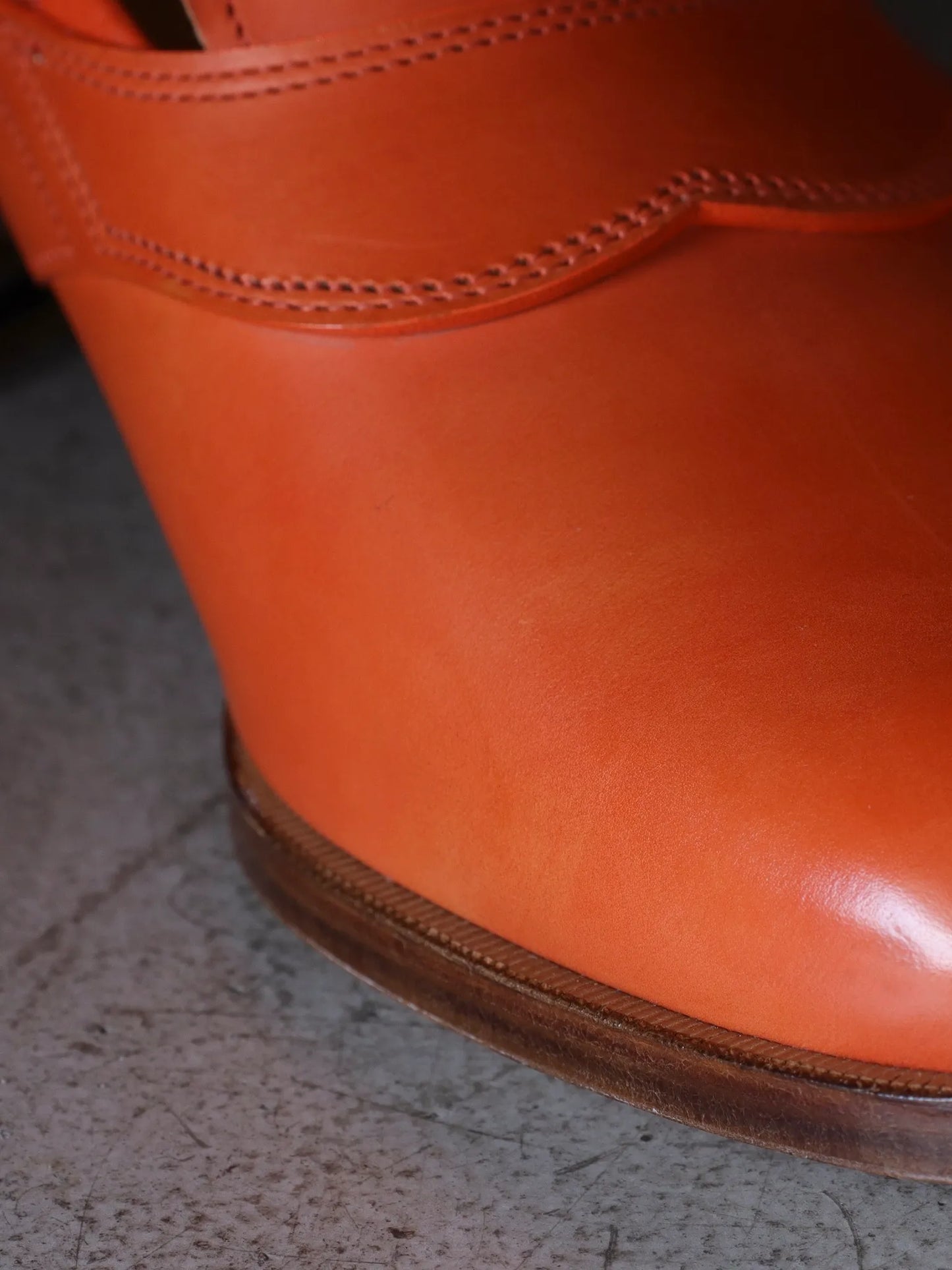 Post Production | Saddle Loafer Hand Dyed Baby Calf Summer Orange