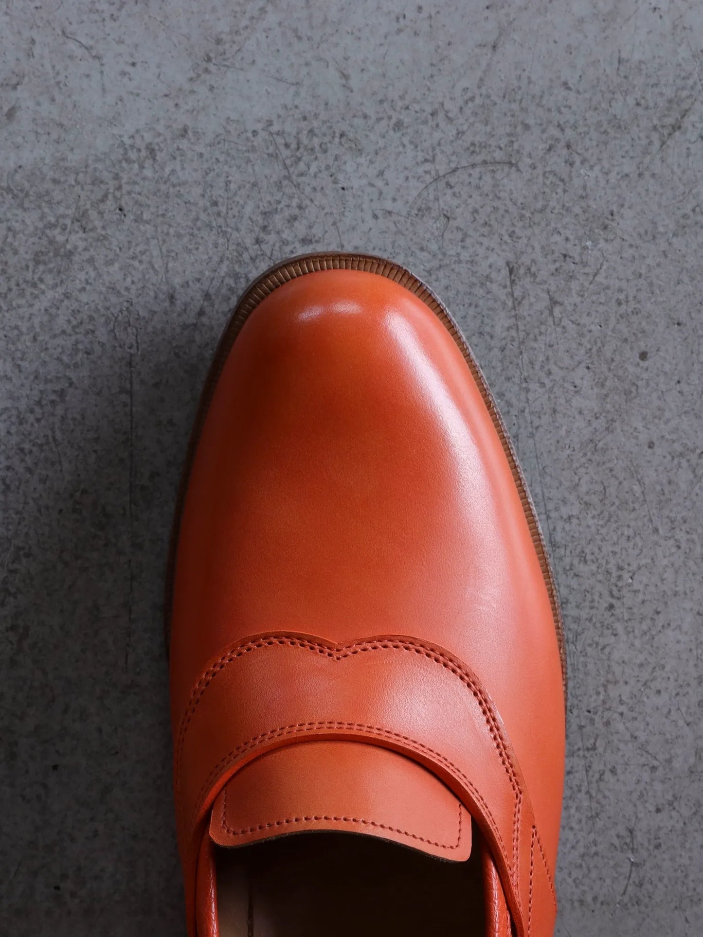 Post Production | Saddle Loafer Hand Dyed Baby Calf Summer Orange