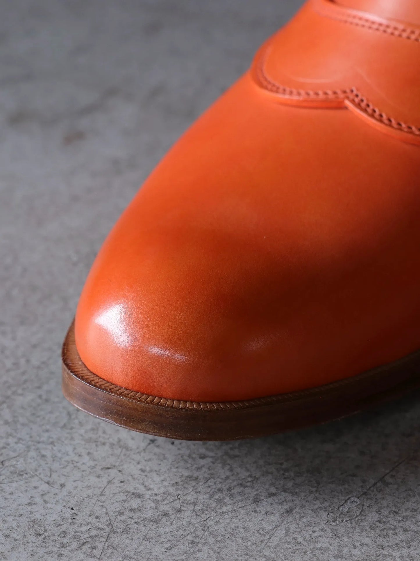 Post Production | Saddle Loafer Hand Dyed Baby Calf Summer Orange
