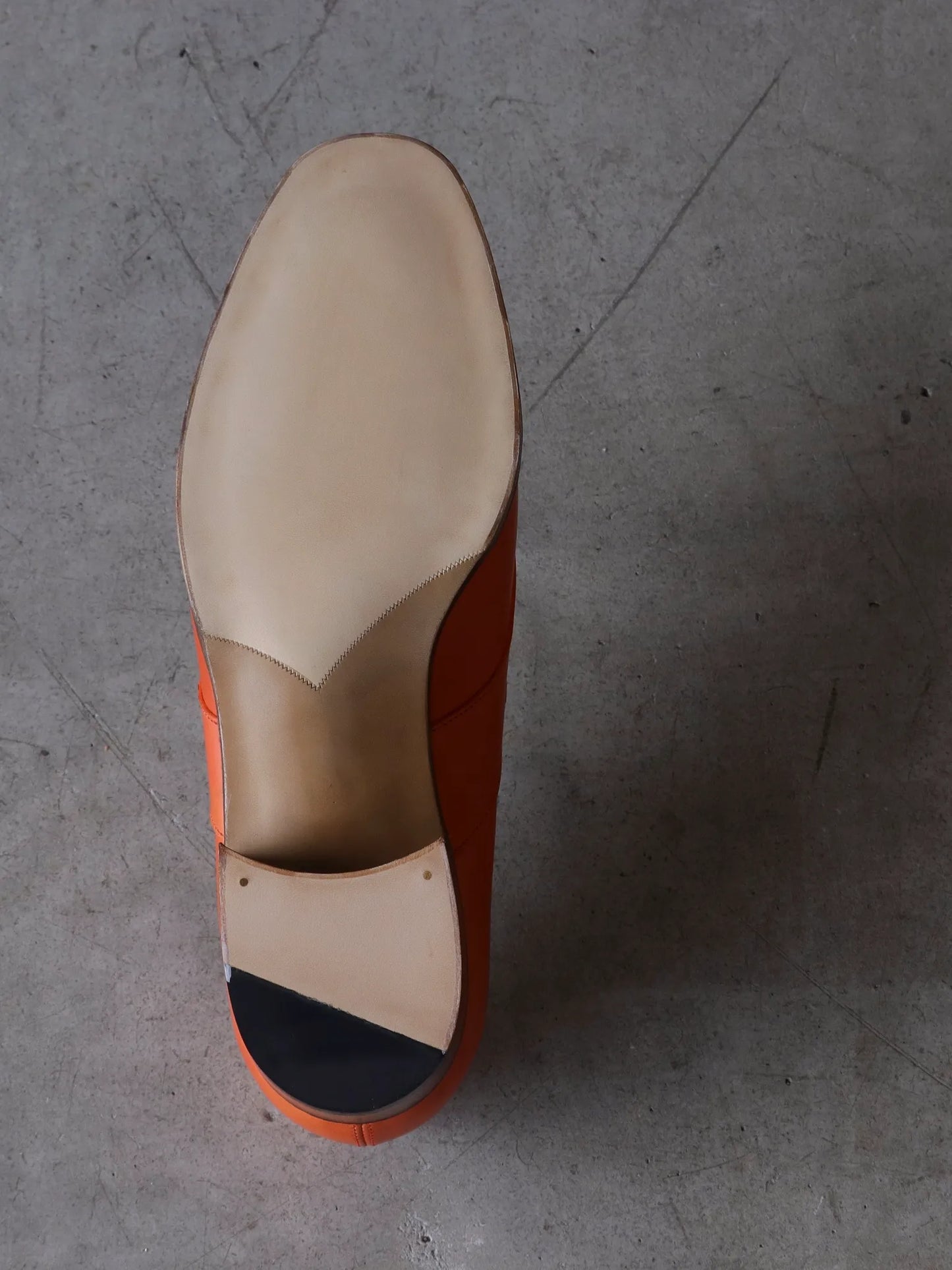Post Production | Saddle Loafer Hand Dyed Baby Calf Summer Orange