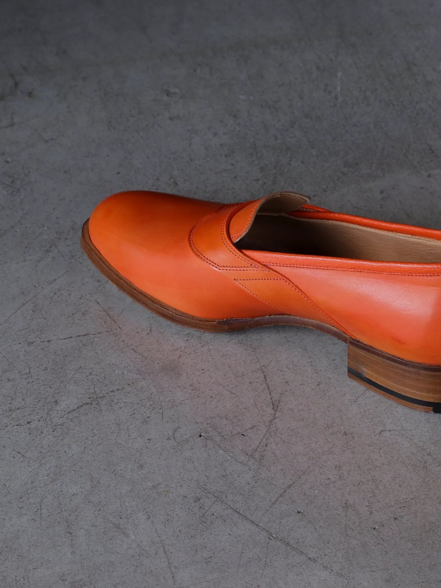 Post Production | Saddle Loafer Hand Dyed Baby Calf Summer Orange
