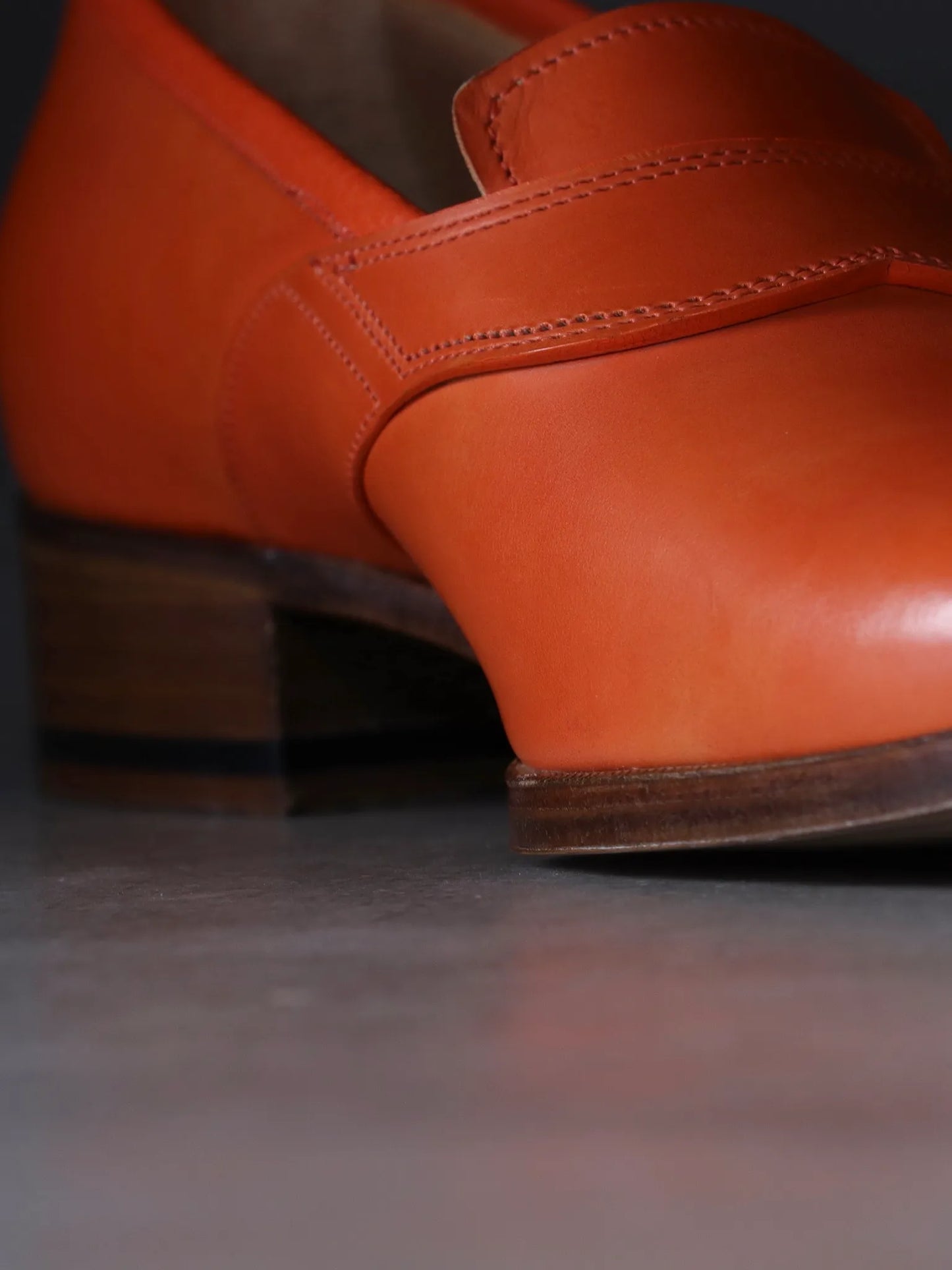 Post Production | Saddle Loafer Hand Dyed Baby Calf Summer Orange