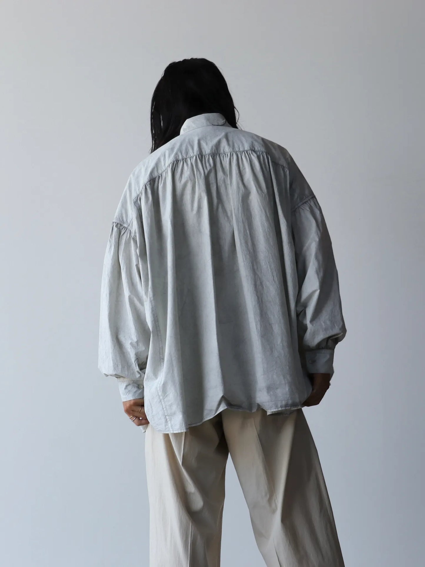 Nomàt | COTTON Gathered Shirt Pearl Grey