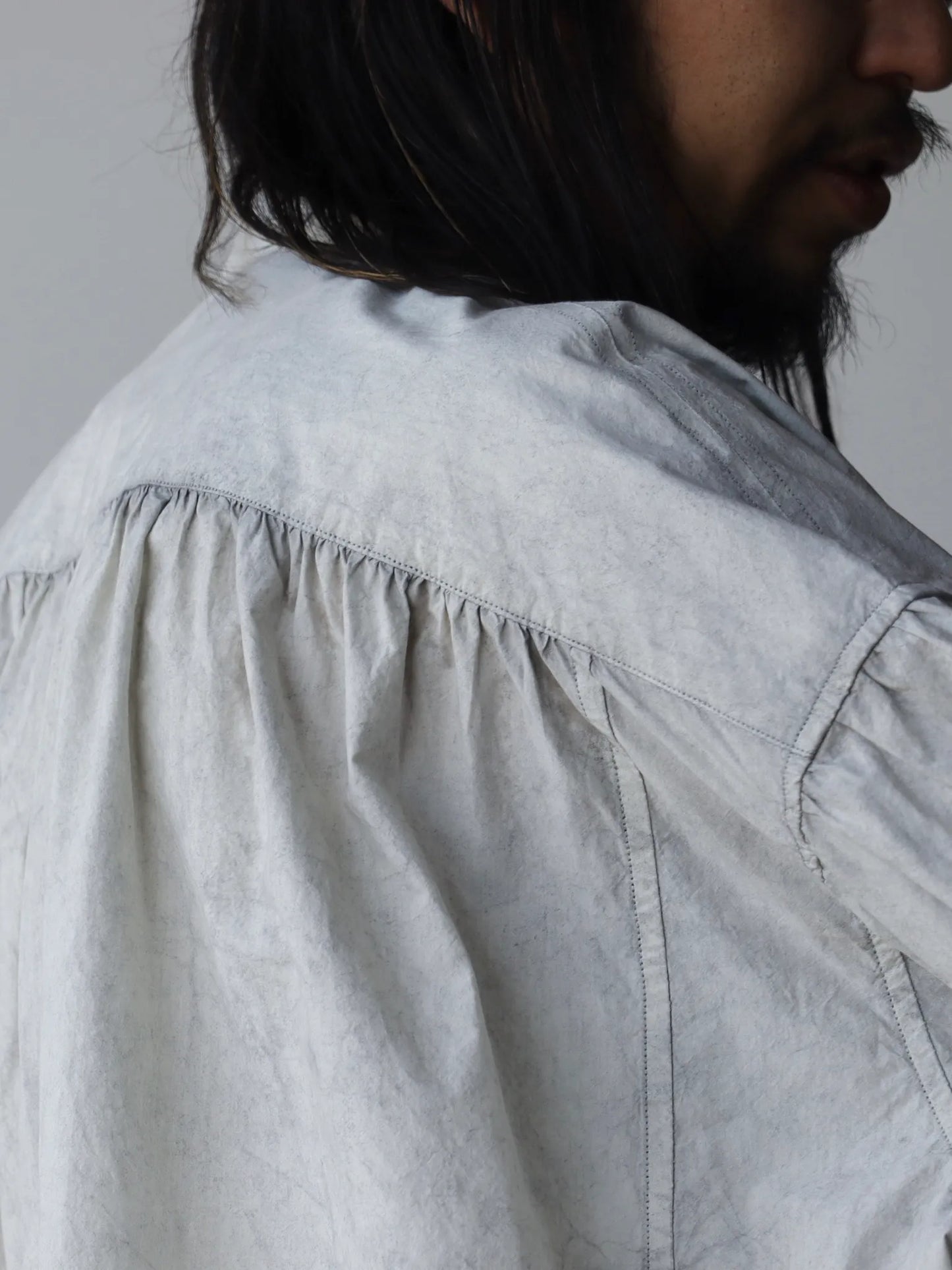 Nomàt | COTTON Gathered Shirt Pearl Grey