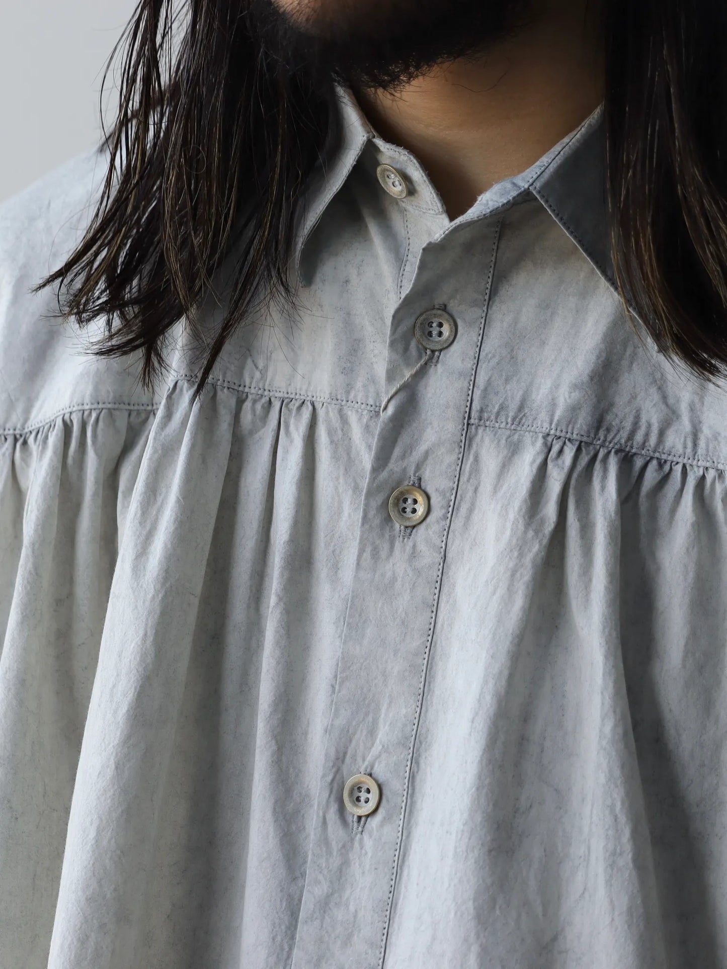 Nomàt | COTTON Gathered Shirt Pearl Grey