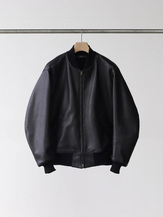 comoli-カーフスキン-ジップブルゾン-black-1