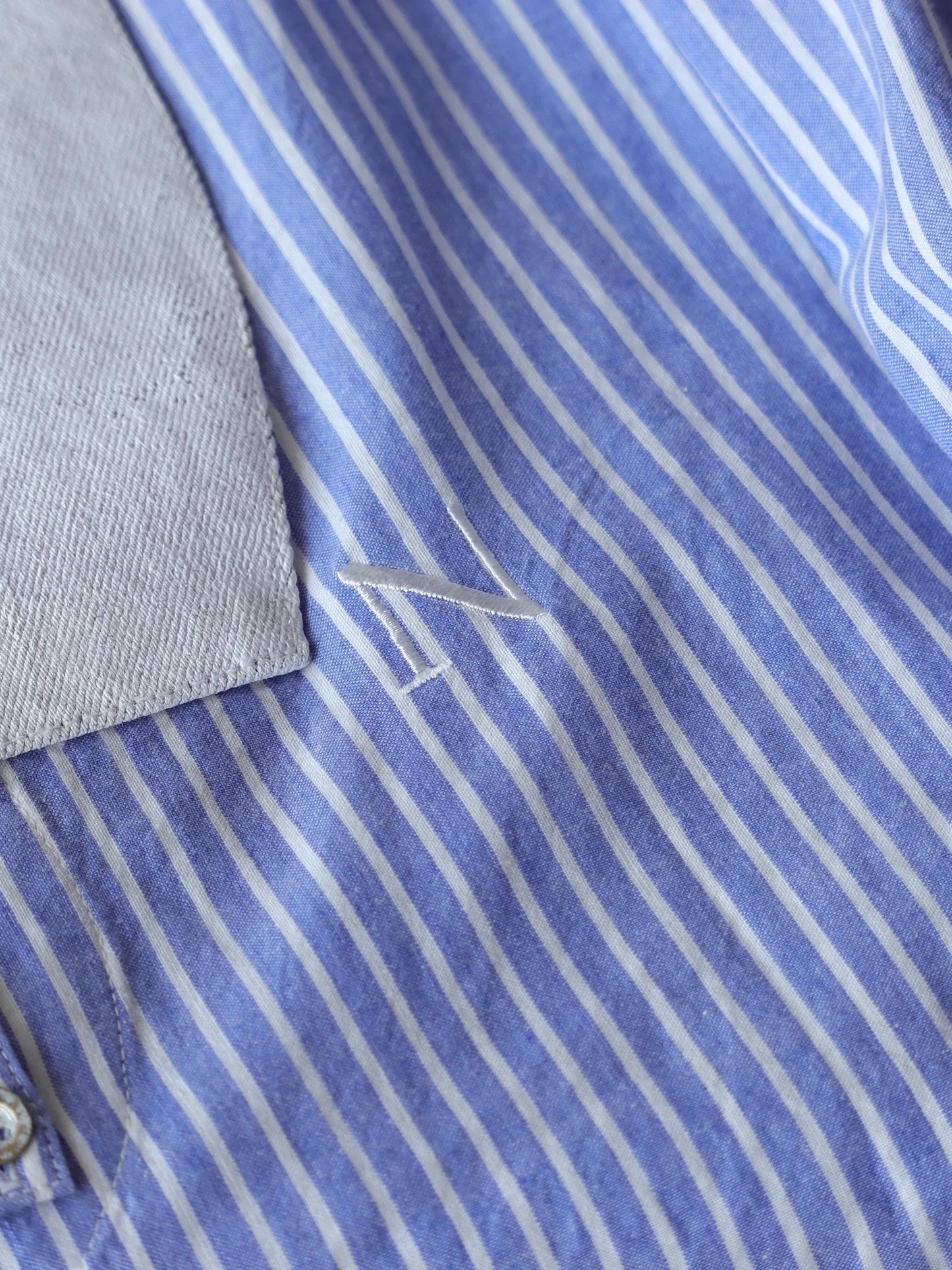 Nomàt | Wing Collar Shirt(Stripe) Blue