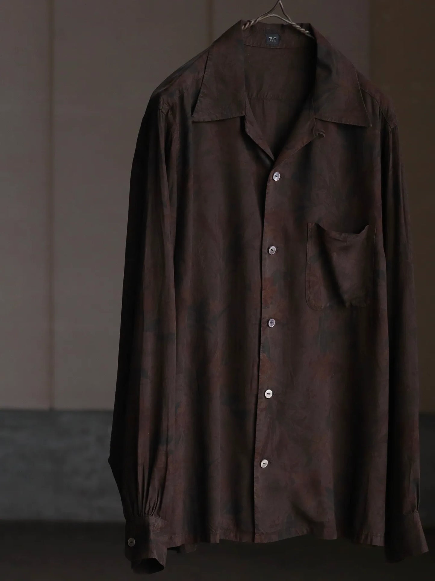 t-t-lot-101-open-collar-shirt-mud-dyed-brown-2