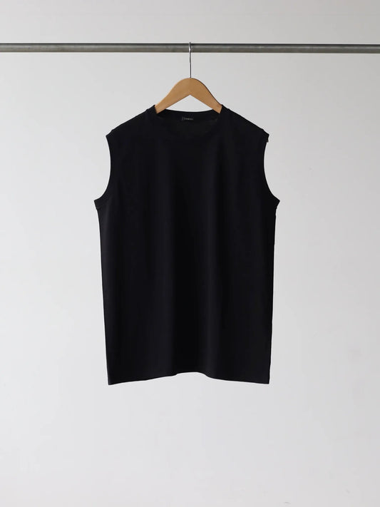 comoli-コットンジャージ-ノースリーブ-black-1