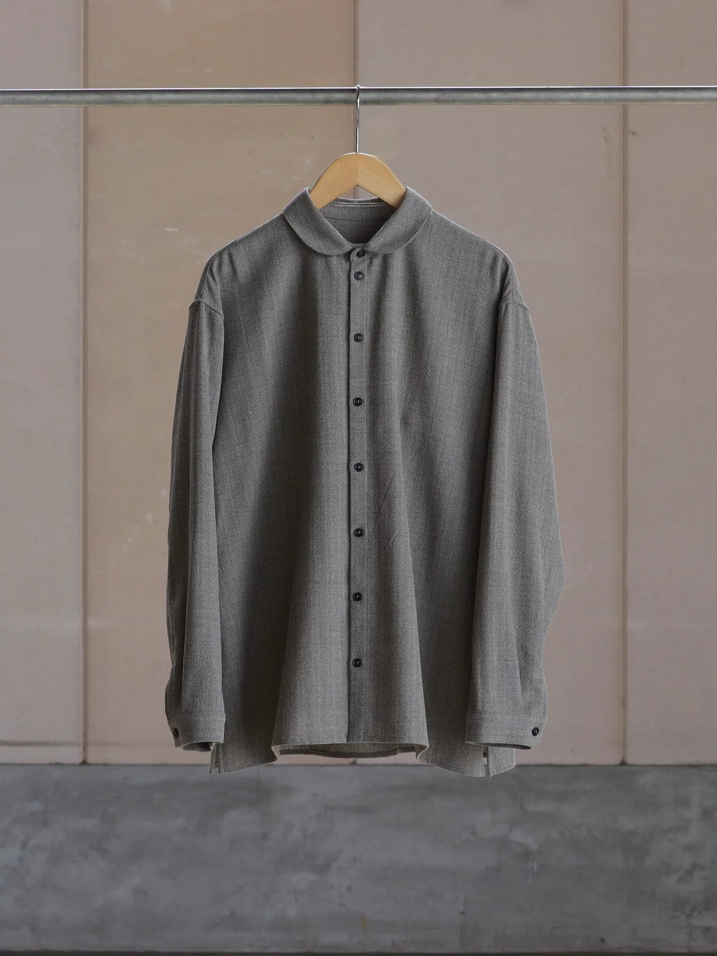 nonnotte | Oversized Shirt Round Collar Original Geometric Brown Top