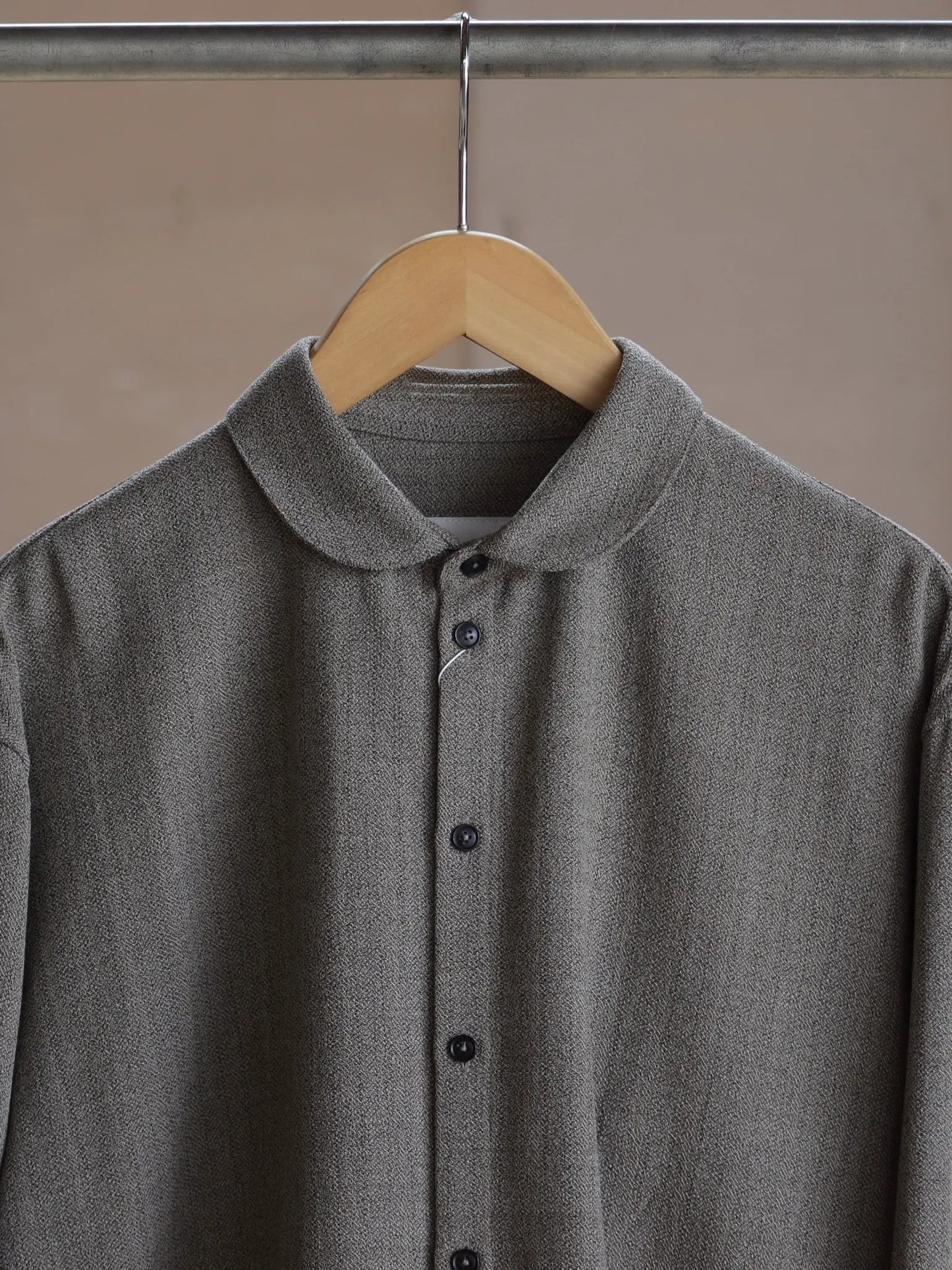 nonnotte | Oversized Shirt Round Collar Original Geometric Brown Top