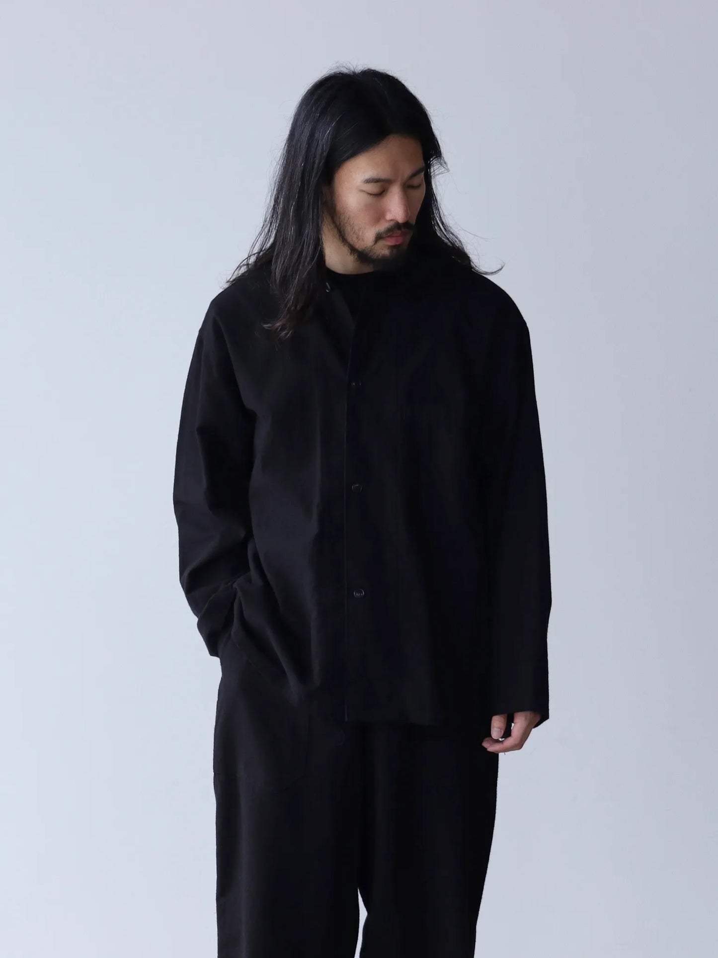 COMOLI | コットンネル シャツジャケット BLACK