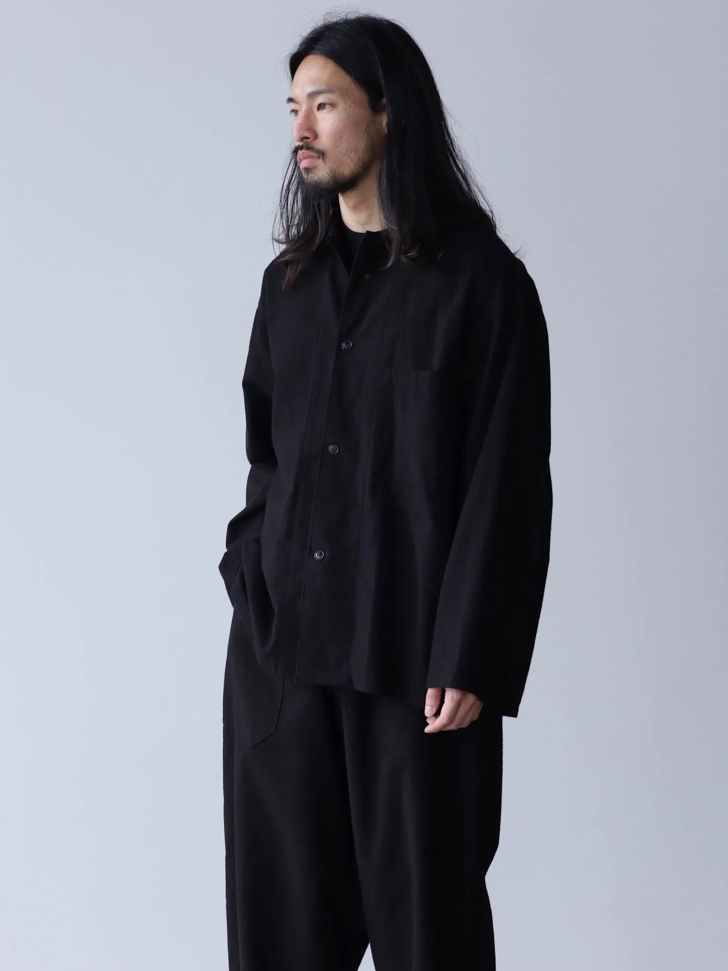 COMOLI | コットンネル シャツジャケット BLACK
