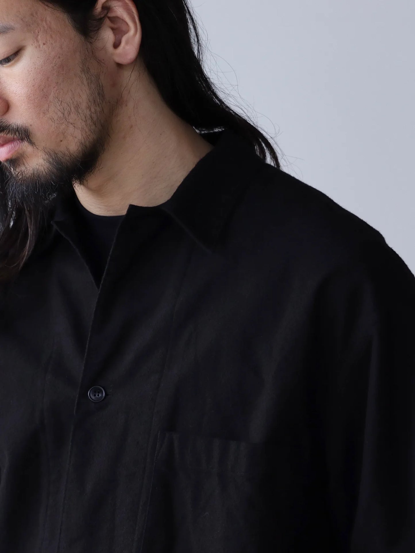 COMOLI | コットンネル シャツジャケット BLACK