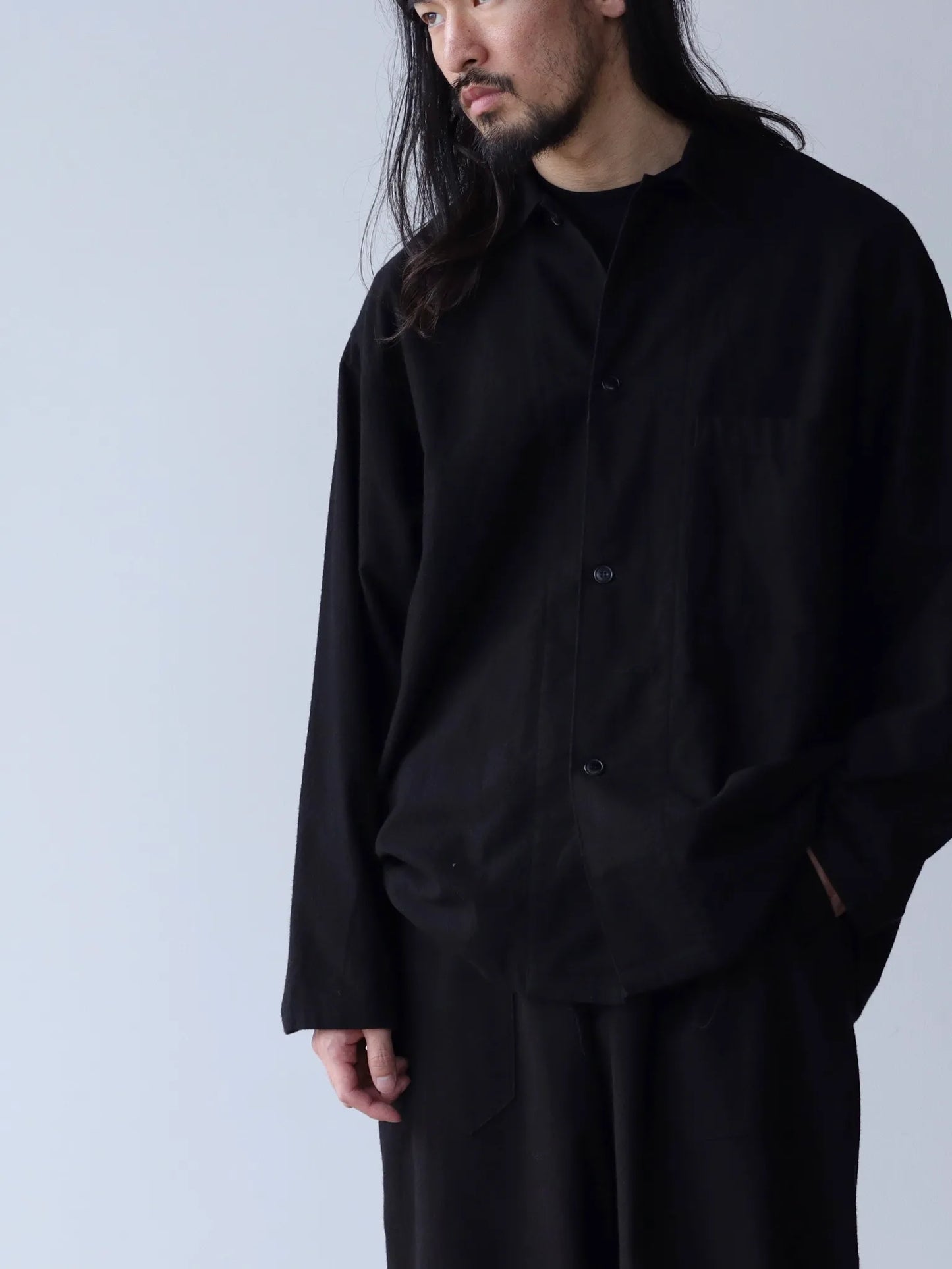 COMOLI | コットンネル シャツジャケット BLACK