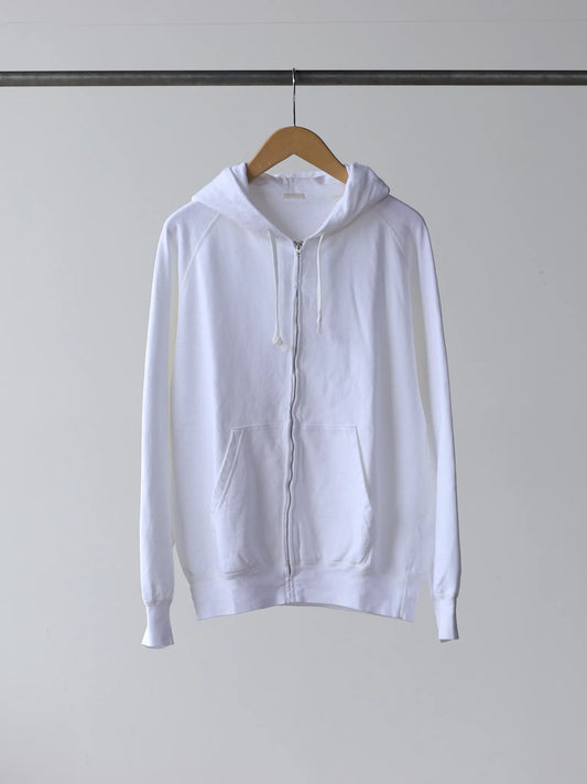 comoli-lwコットン裏毛-ジップパーカ-white-1