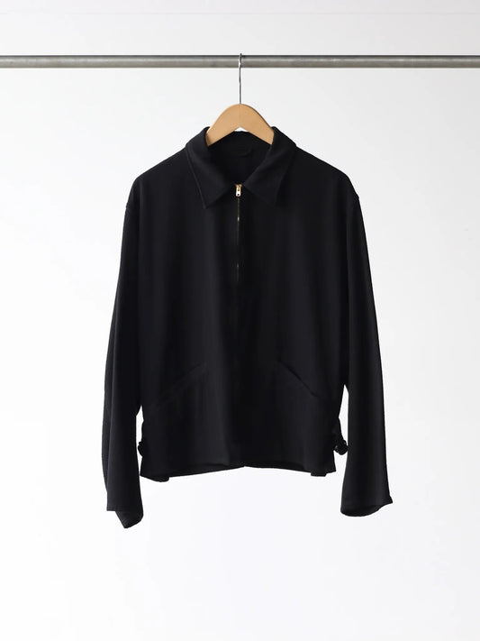 comoli-シルクネップ-ジップショートジャケット-black-1