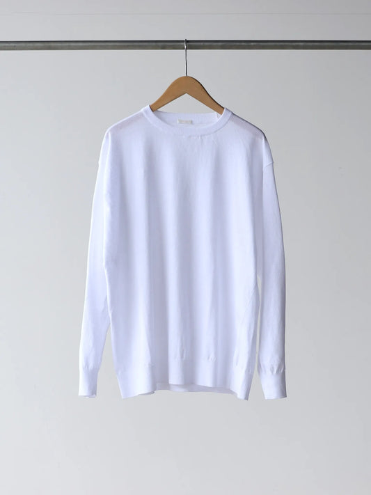 comoli-コットン-クルーネックニット-white-1