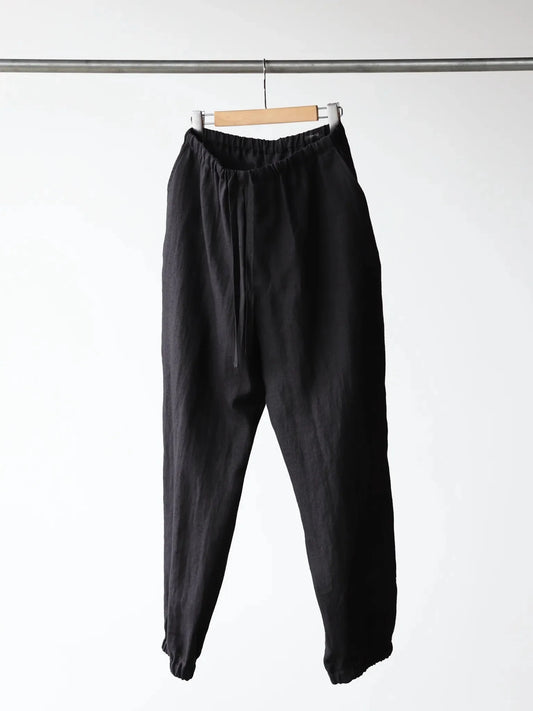 comoli-canapa-drawstring-pants-black-1