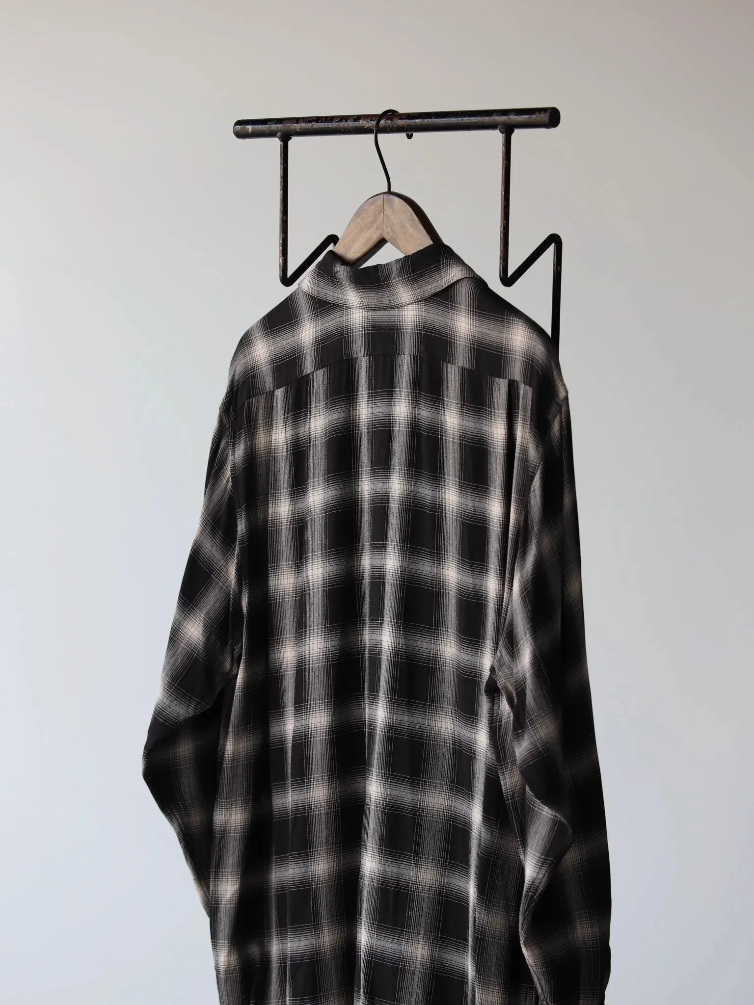 comoli-rayon-check-open-collar-shirt-check-3