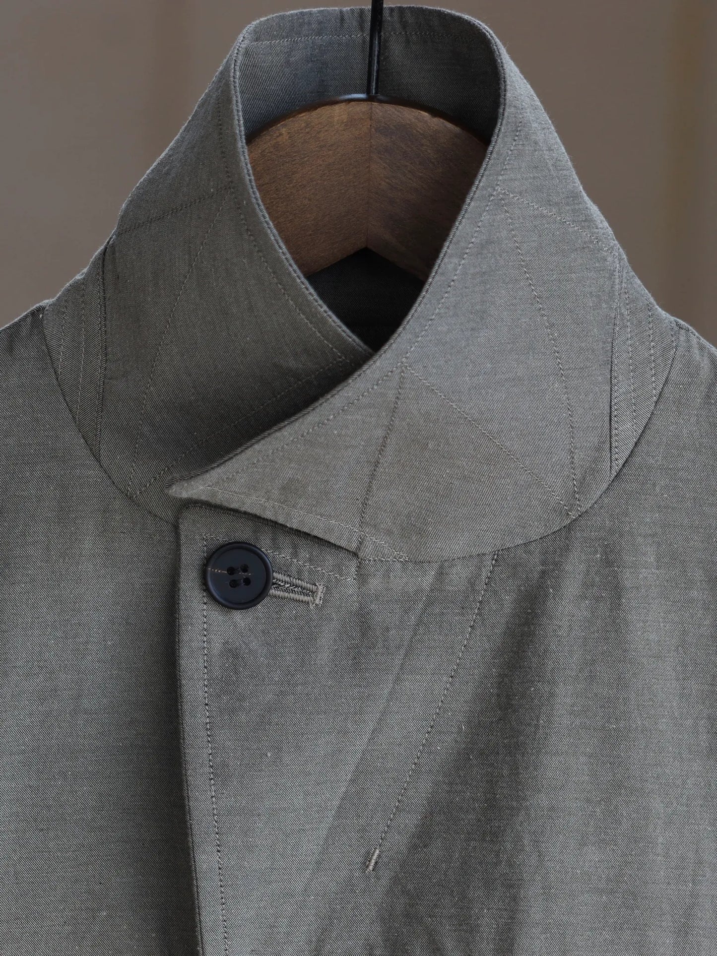 山内 | 2plyキュプラ×鉄媒染コットン・フィールドジャケット洗い加工 grayish green