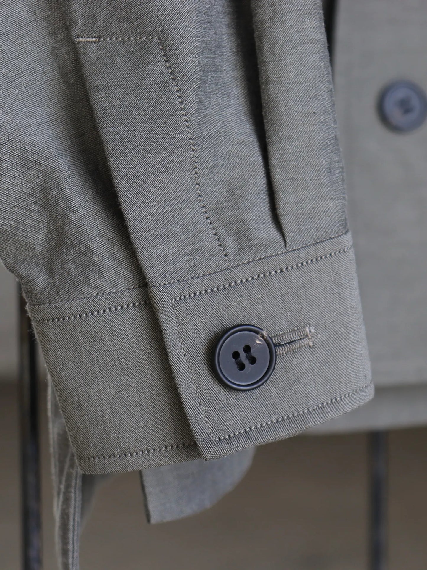 山内 | 2plyキュプラ×鉄媒染コットン・フィールドジャケット洗い加工 grayish green