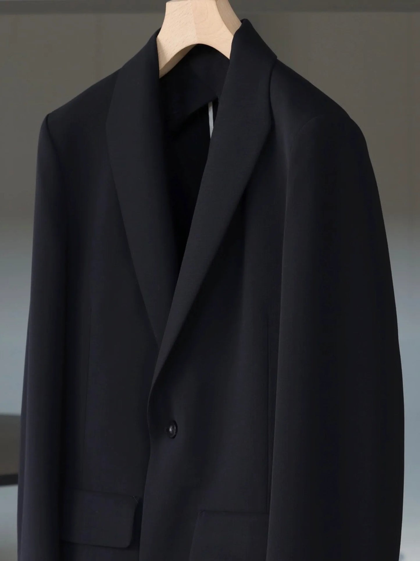 IRENISA | MODIFIED SHAWL COLLAR JACKET BLACK