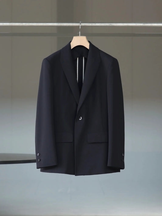 IRENISA | MODIFIED SHAWL COLLAR JACKET BLACK