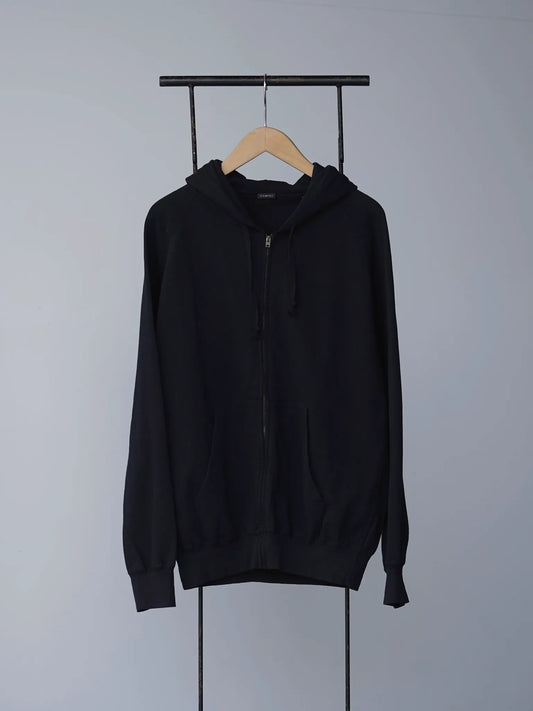 COMOLI | LWコットン裏毛 ジップパーカ BLACK