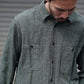 THE NULABEL | HANK DYED WORK SHIRT OLIVE/GREY