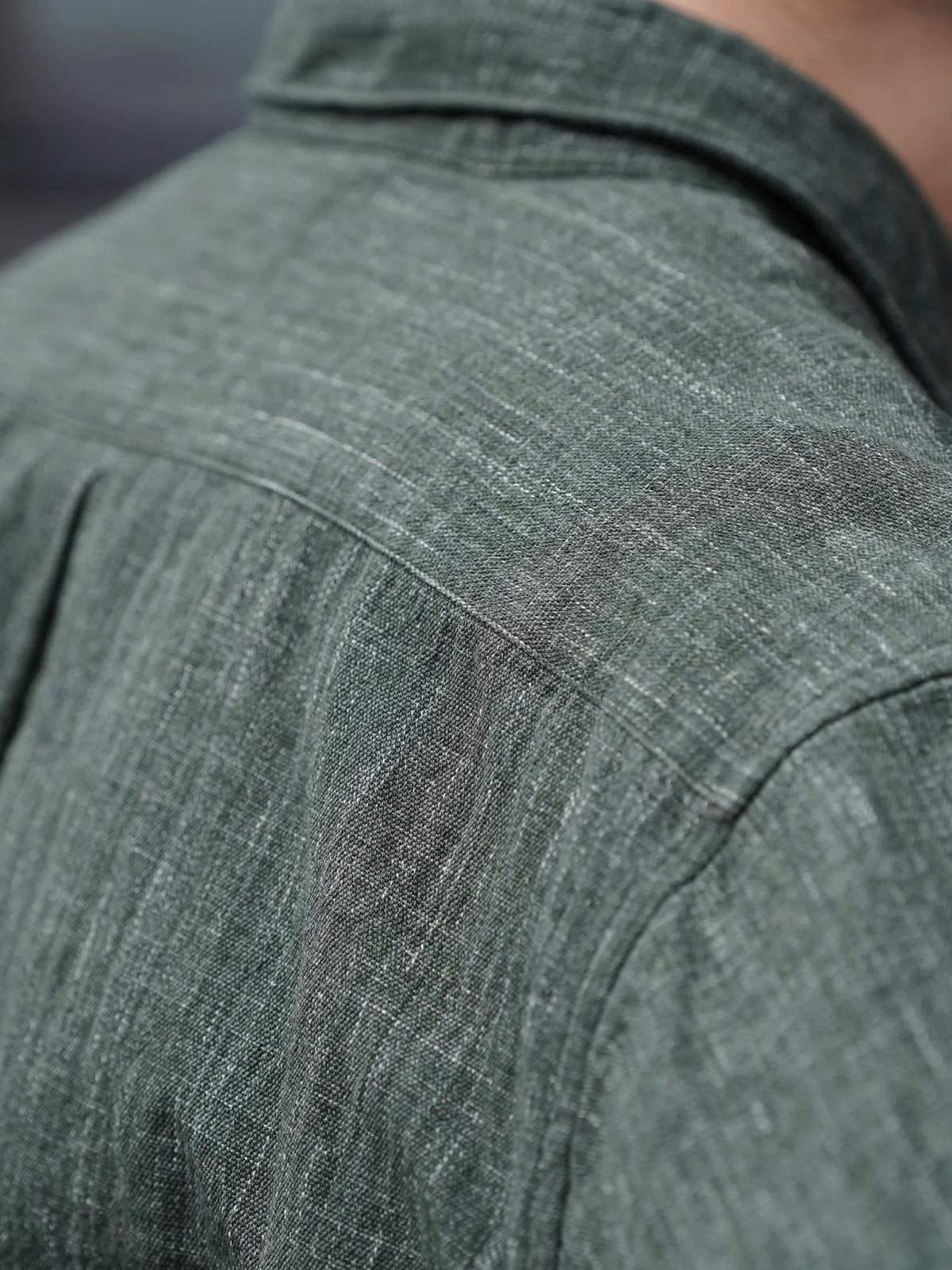 THE NULABEL | HANK DYED WORK SHIRT OLIVE/GREY