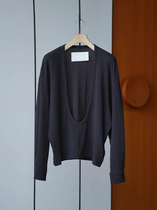 nonnotte | Drape U Pullover with Cuff Sleeve Inkshade