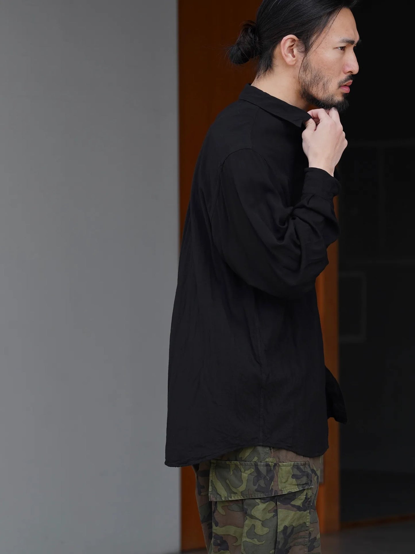 comoli-レーヨン-コモリシャツ-black-3