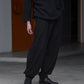 comoli-シルクネップ-ドローストリングパンツ-black-1-1