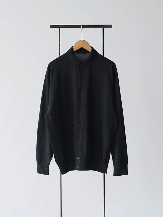 COMOLI | ウール 衿つきカーディガン CHARCOAL
