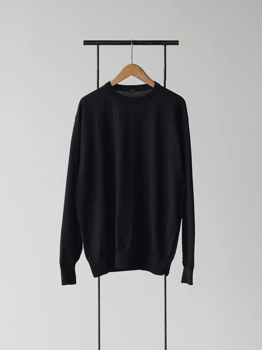 COMOLI | ウール クルーネックニット CHARCOAL