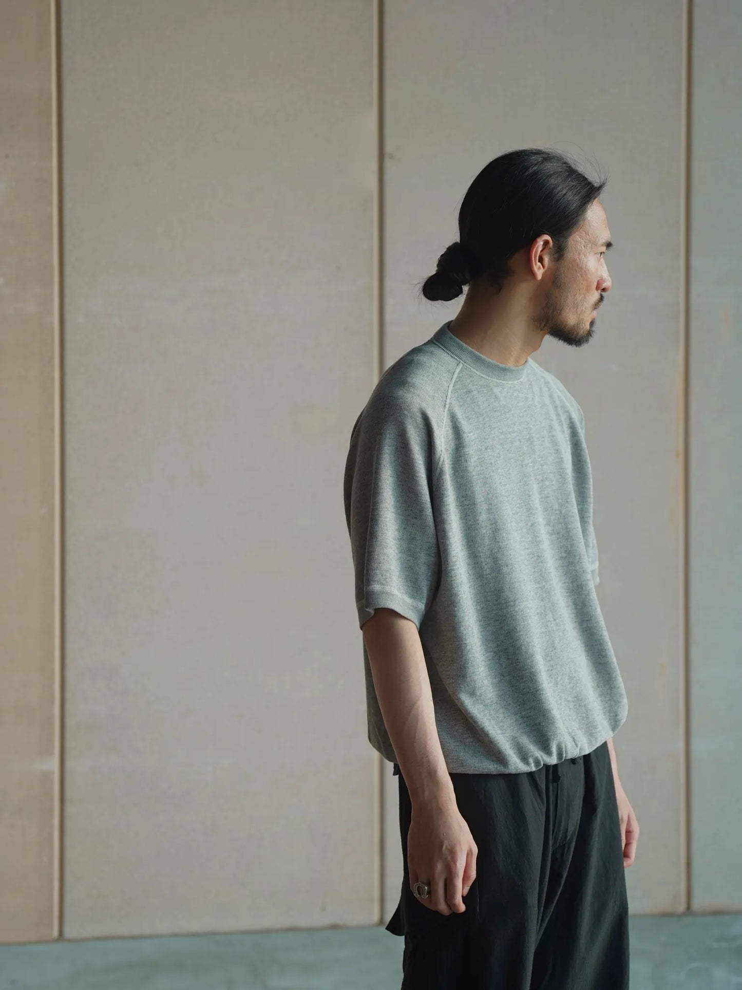 COMOLI | グレー裏毛 半袖クルー GRAY