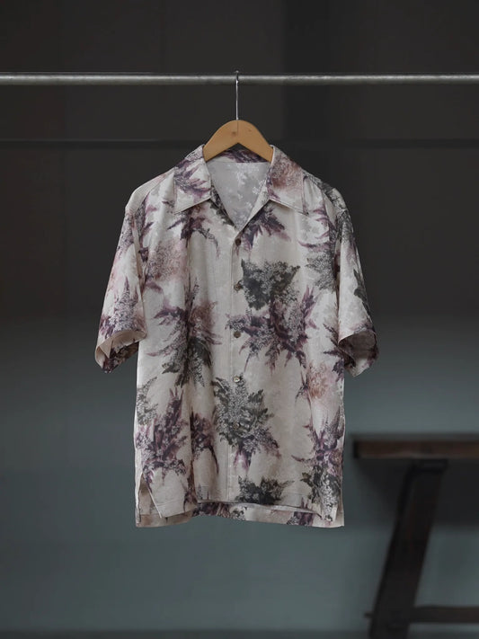 IRENISA | OPEN COLLAR SHORT-SLEEVE SHIRT BEIGE