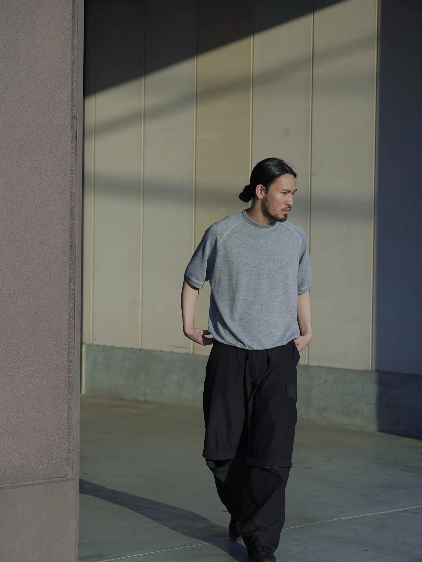 COMOLI | グレー裏毛 半袖クルー GRAY